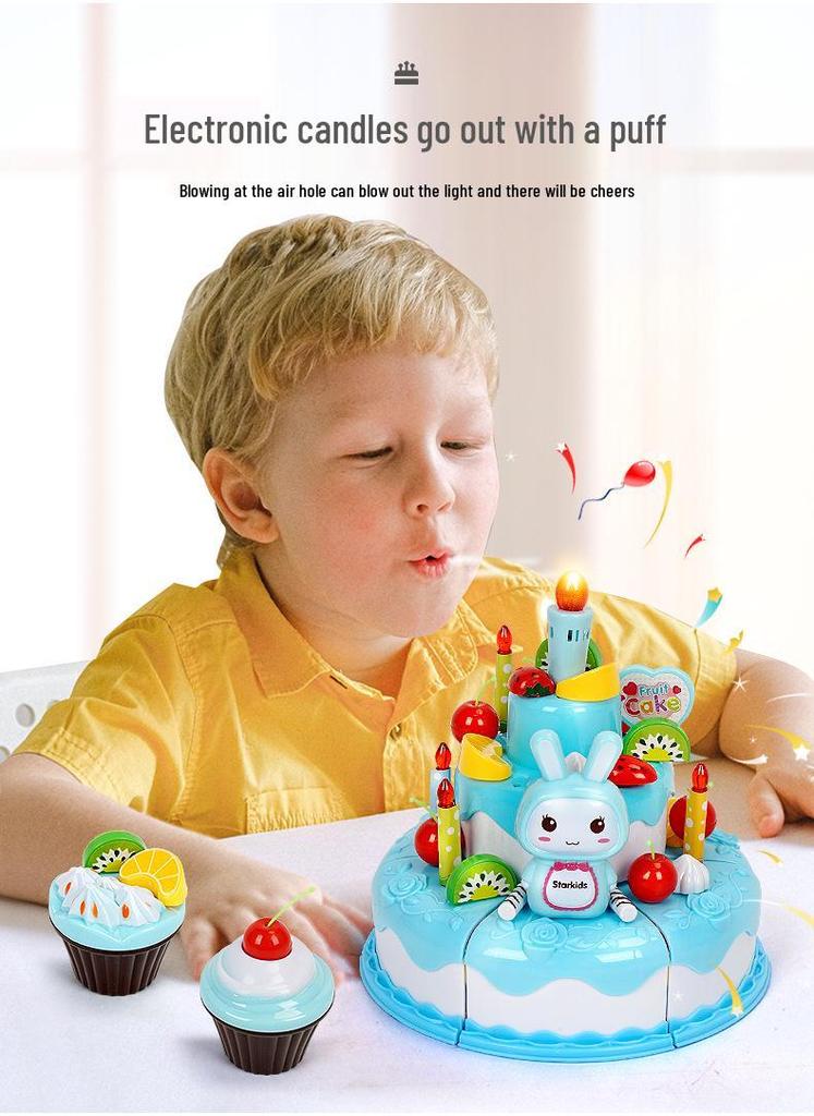 Children's Birthday Cake Pretend Play Kitchen Toy for Ages 1-3