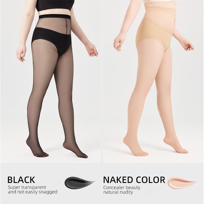 Kave 4 Paar Große Größe 0D Transparente Strumpfhosen Damen Sommer Ultra Dünn Anti-Haken Seidenstrumpfhosen Hoher Bund Nahtlose Strümpfe Strumpfwaren Suit for 60-65kg beige
