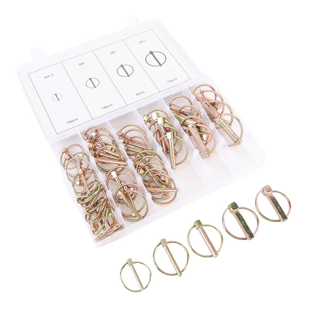 50PCS Trucks Pin Assortment Kit High Strength Steel M4.5 M6 M8 M11 Multi Size Heavy Duty Tractor Pins for Trailers