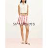 Summer New Women Clothes French Style Design Sense Pocket Decoration Cotton Stripe High Waist Loose Shorts 6147115