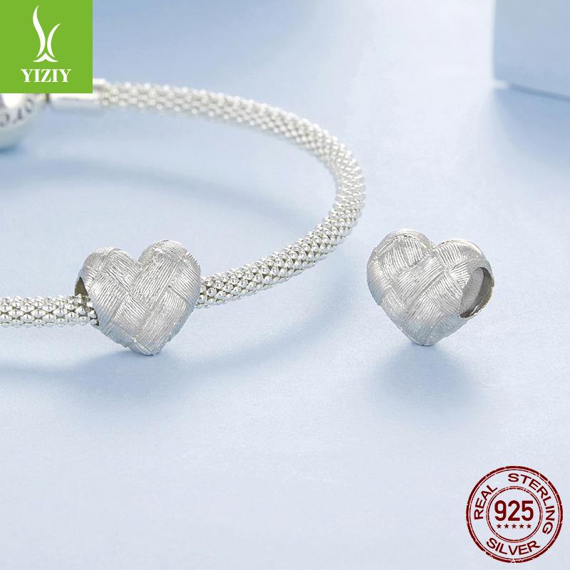S925 Sterling Silver Love Beads Loose Beads, Dream Colorful Diy Heart Beaded Jewelry Accessories