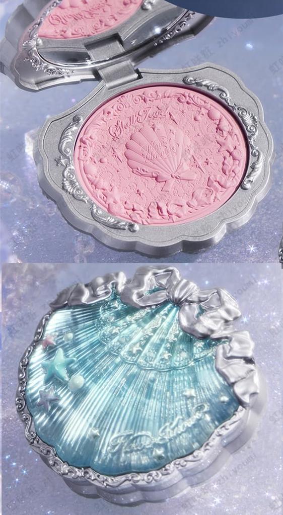 Flower Knows Shell Pearl Cheek - Popular Powder Blush - Matte Finish - Brightening Color - Highly Pigmented - Lightweight - Soft and Fine Powder - Nat