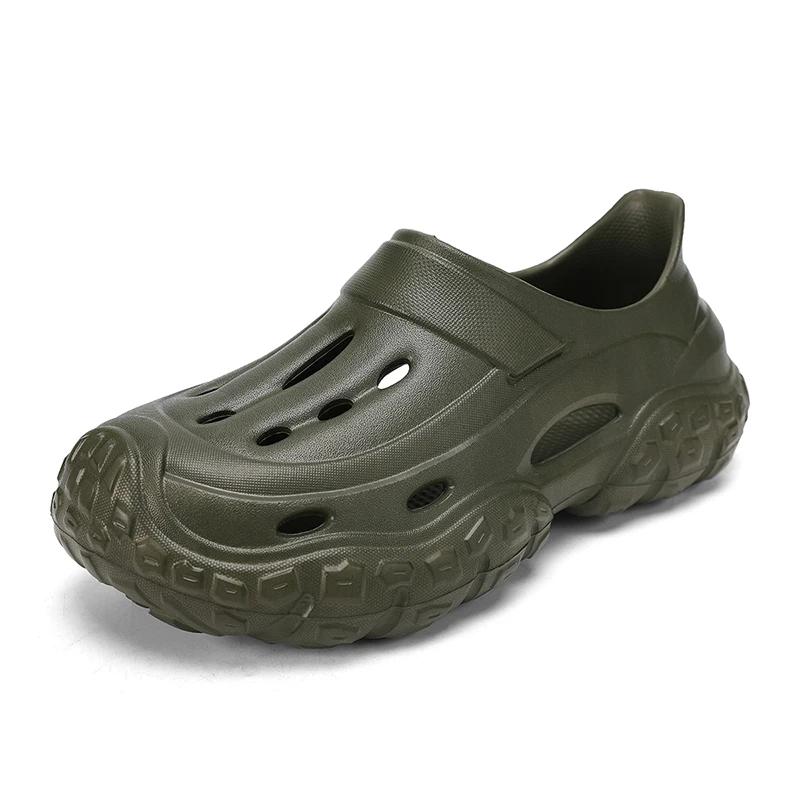 

Модные летние мужские дышащие туфли для отдыха на открытом воздухе, пляжные туфли Baotou Cool Drag Hole, быстросохнущие тапочки с закрытым носком, Hole Sli 40 армия зеленый