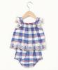 GAP Romper Dress for with Eyelets at the Coordinating Set for Baby Girls Size Girls, Blue, Poplin, Hem, (Blue, 70)