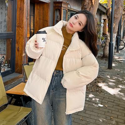 Jaqueta curta estilo coreano para mulheres, casaco de pão solto, adequado para estudantes e meninas plus size