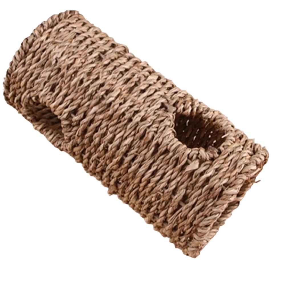 

Hand Woven Grass Tunnel Toy for Hamster Parrot Guinea Pig Small Pet Pipe one size коричневый