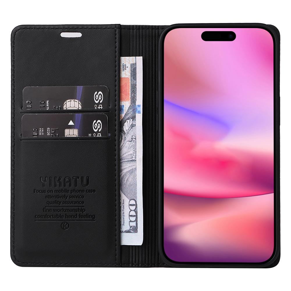 YIKATU YK-001 For iPhone 16 Case PU Leather Stand Wallet Protective Phone Cover
