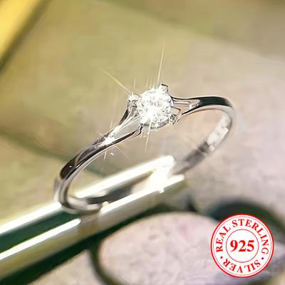 Minimalist Brilliant Cubic Zirconia 925 Sterling Silver Wedding Rings for Women Simple and Elegant Engagement Rings Jewelry