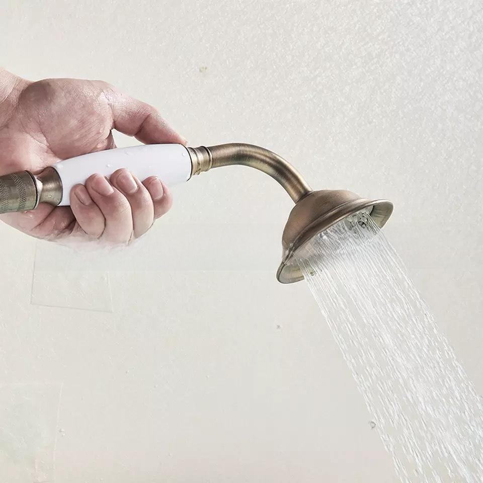 Rose Gold Stainless Steel European-Style Handheld Shower Head with Antique Black Finish