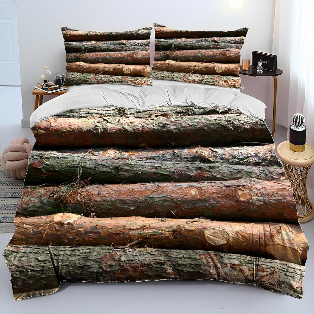 3D Wood Grain Comforter Bedding Set,Duvet Cover Bed Set Quilt Cover Pillowcase,King Queen Size Bedding Set for Adult Child Gift