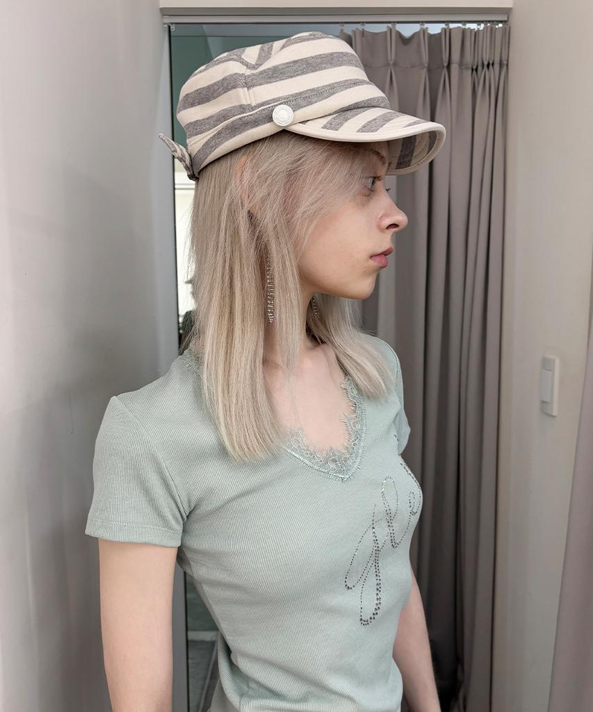 HETIT Stripe Military Cap (Light Gray)