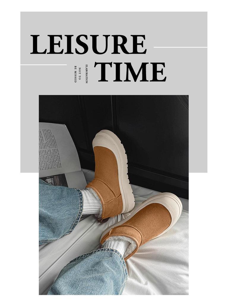 Men's Winter Snow Boots – Real Leather, Fur Lined, Non-Slip, Wool, Short, Thick Velvet, Cold-Proof, Warm.