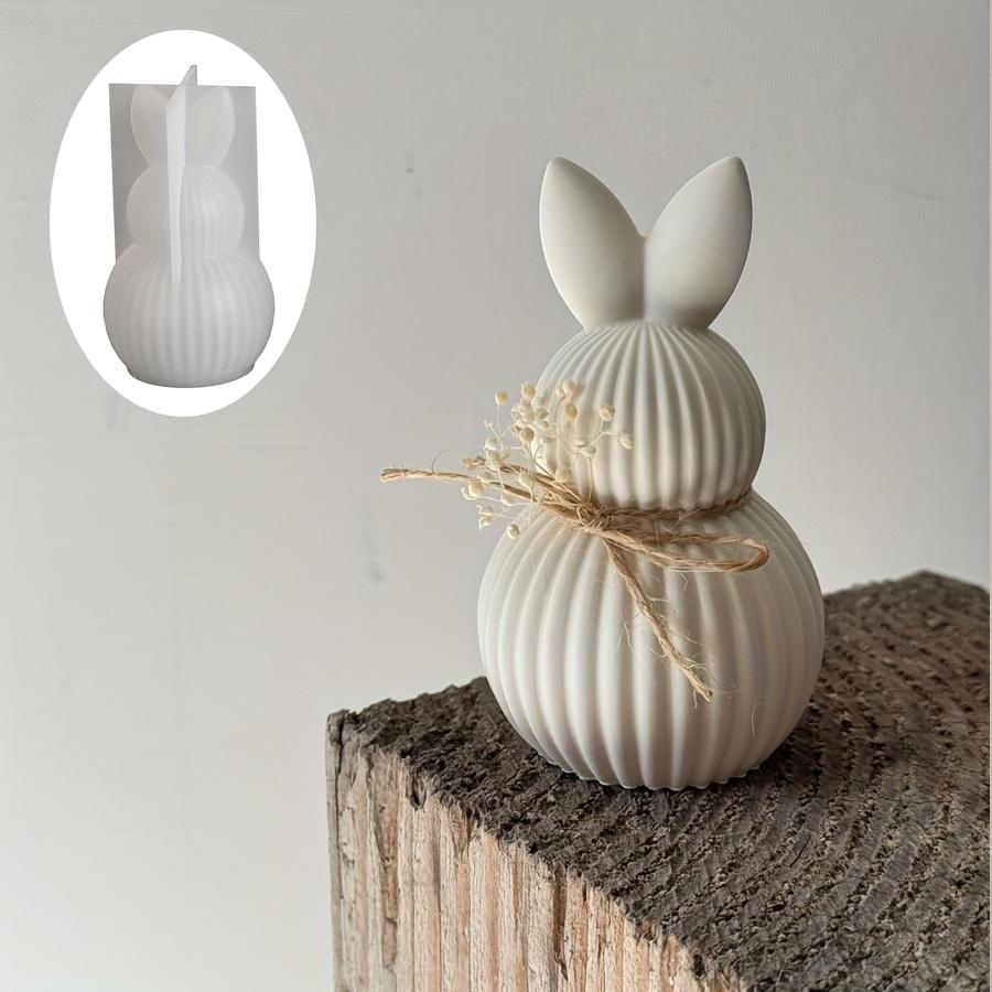 Resin Mold Striped Rabbit Ornament Epoxy Resin Dropper Silicone Mold DIY Easter Rabbit Candle Gypsum Clay Ornament Mold