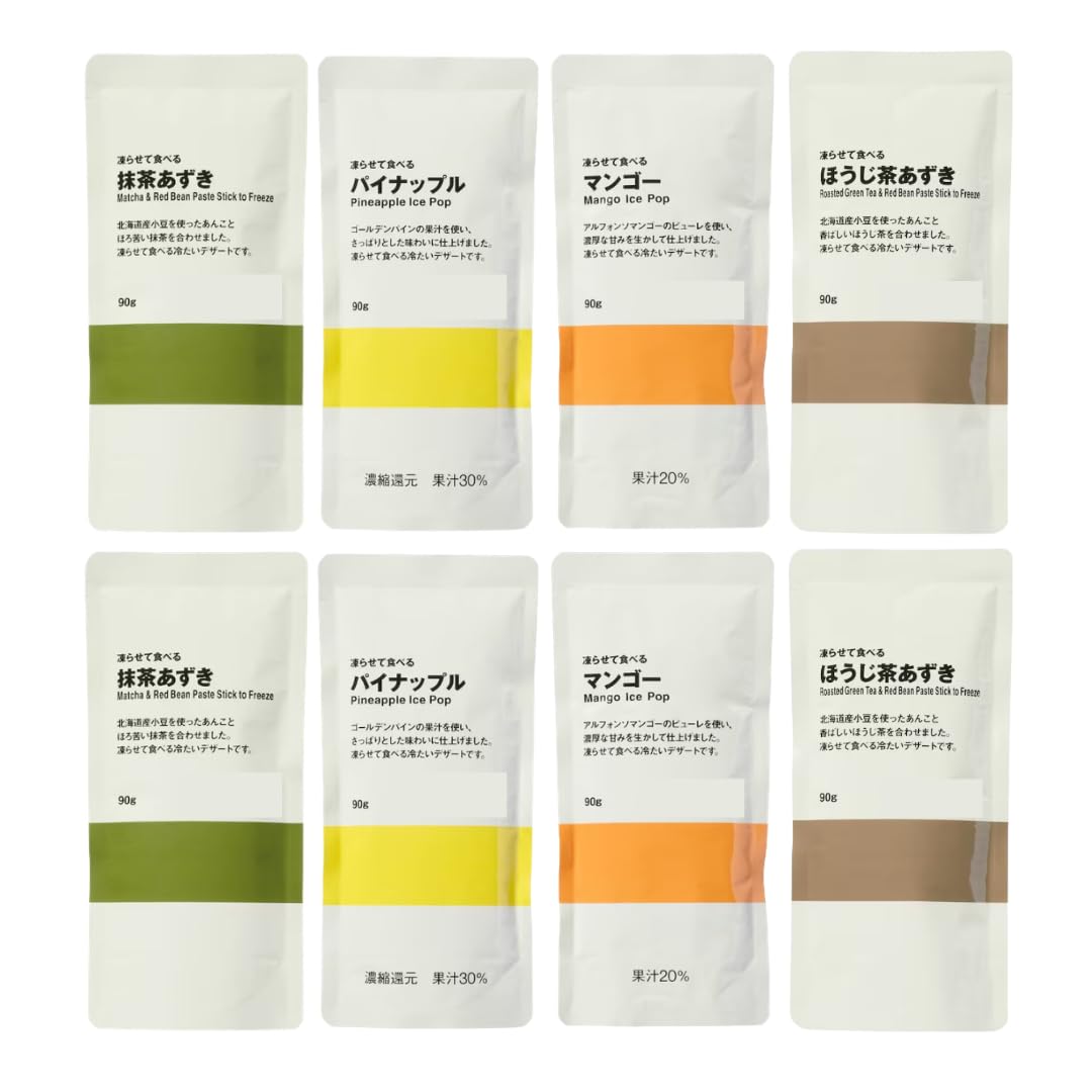 4-type set No Brand Frozen Pineapple/Mango/Matcha Azuki/Hojicha Azuki 90g each 2 pieces total 8 bags bulk purchase sorbet ice dessert.