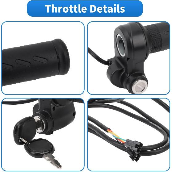Electric Bike Throttle Grip Full Twist Ebike Throttle with 2 Keys Universal Electric Scooter Throttle Grip Speed Controller Grip for Q20 Electric