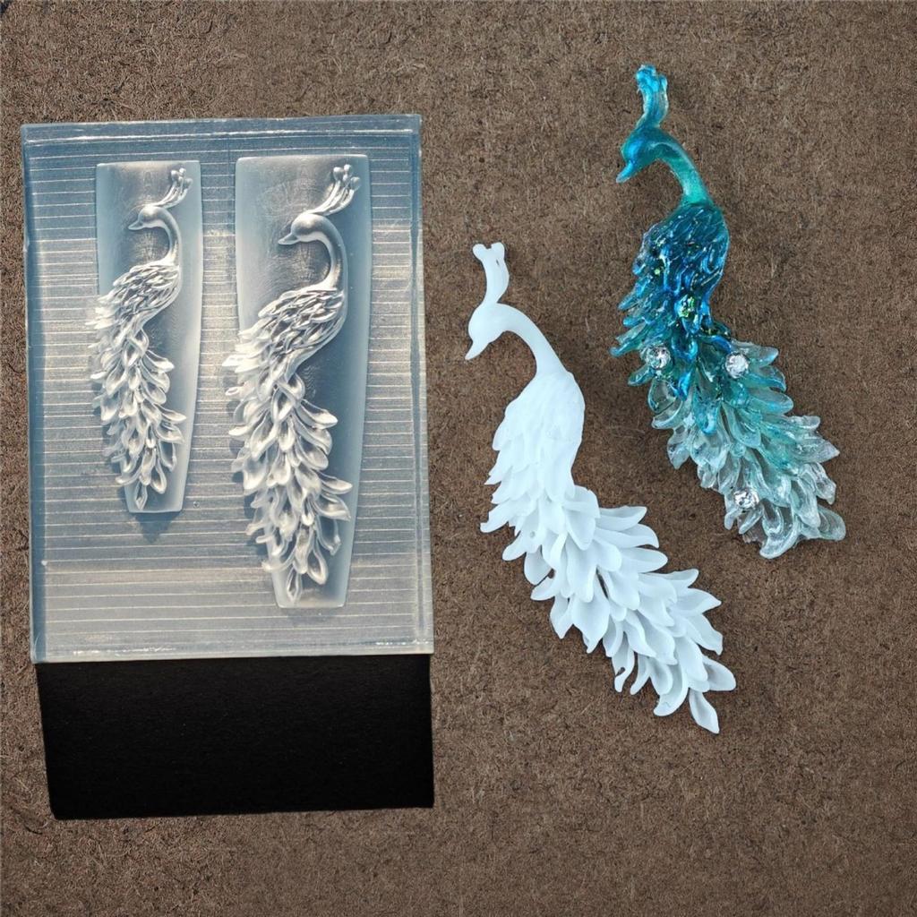Transparent Silicone Embossing Mold Featuring Peacockbird Pattern Ideal For Nail Skill Phone Case Decorations