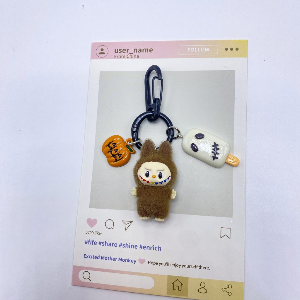 Halloween Flocking Mini Toys Cute Gift Baby-free Keychain Cartoon Bag Car Key Pendant