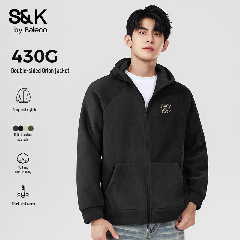 Baleno S&K Series Men's Cartoon Print Fleece Zip-Up Hoodie