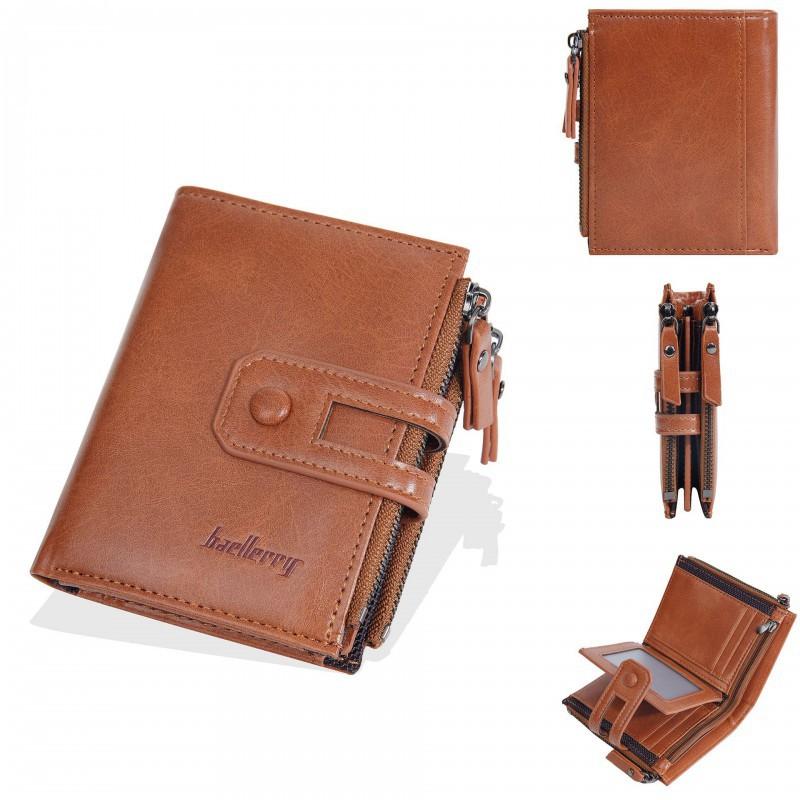 New Men's Wallet Retro Fashion Short Style Multi Card Buckle Soft Leather Clip Zipper Coin Purse