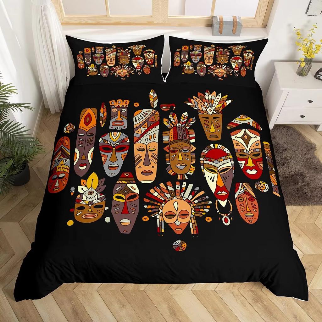 Tribal-Stil Daunendecken-Set Bettwäsche-Set 3-teiliges Bettbezug-Set