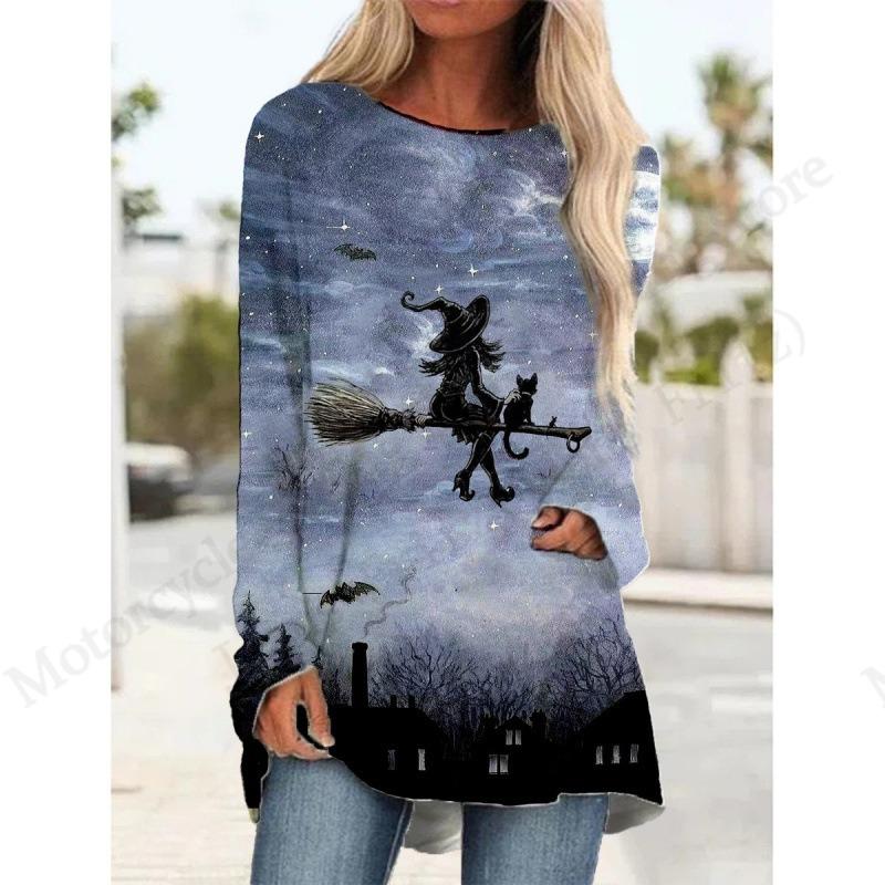 

Женская футболка с длинным рукавом на Хэллоуин, 3D принт привидения и тыквы, модная повседневная футболка с круглым вырезом, оверсайз, топы, футболки, женская осенняя 8XL