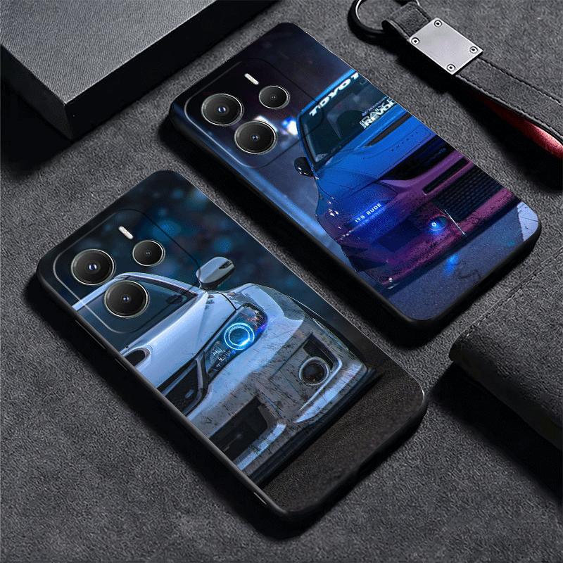 Japan JDM Sports Cars Theme Soft Phone Case for Xiaomi Redmi Note 12 13 14 15 Pro Plus 11 12S 11S 11T 10 4G Black Cover Back She