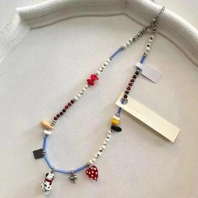Black and White Beaded Dalmatian Puppy Cute Personalized Pendant Necklace for Women Girl  Lovely Christmas Gift Jewelry