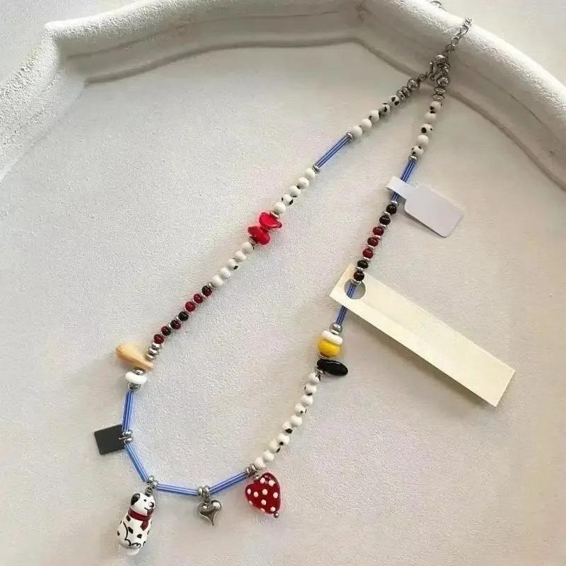 Schwarz-Weiß Perlen Dalmatiner Welpe Niedlich Personalisierter Anhänger Halskette für Frauen Mädchen Schönes Weihnachtsgeschenk Schmuck