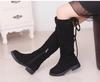 JGSHOWKITO Winter Fashion Rubber Boots For Girls Over-the-knee Kids Boots Children Knee-high Warm Cotton Soft Back-tied 26-36