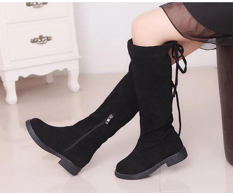 JGSHOWKITO Winter Fashion Rubber Boots For Girls Over-the-knee Kids Boots Children Knee-high Warm Cotton Soft Back-tied 26-36