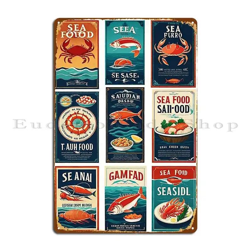 Sea Food Mariaflaviane Metal Sign Living Room Customized Party Decoration Designing Tin Sign Poster