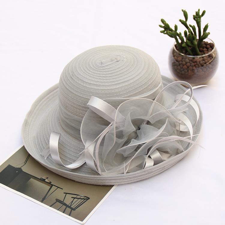 Sunscreen Sun Hat Organza Flower Mesh Sun Hat Spring And Summer Foldable Women'S Crimped Top Hat