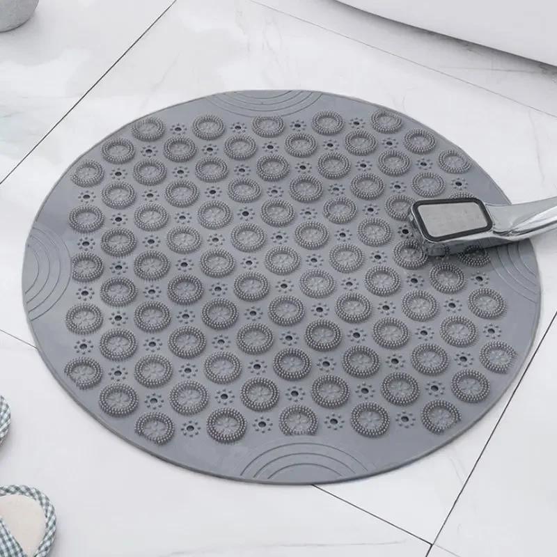 

Round PVC Anti Slip Bath Mat with Sucker Drain Hole Soft Silicone Bathing Rugs Bathtub Shower Foot Massage Pad Bathroom Floor