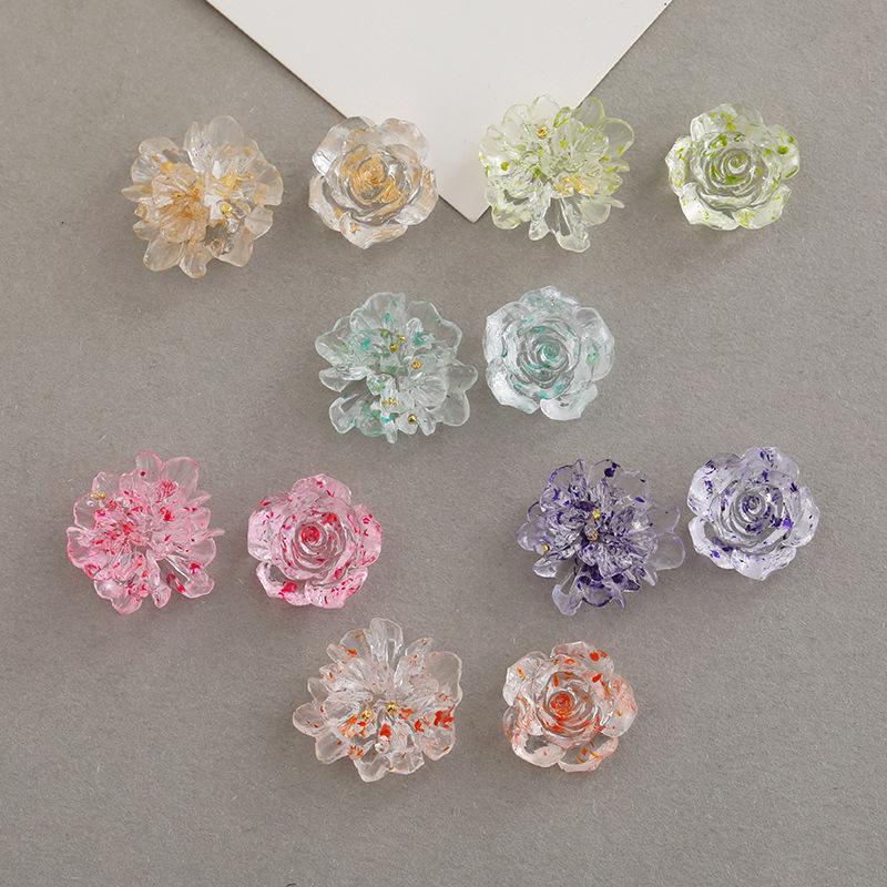 3D Flower DIY Accessories: Transparent Resin Pendants, Necklaces, Hair Clips, Earrings Petal Flower