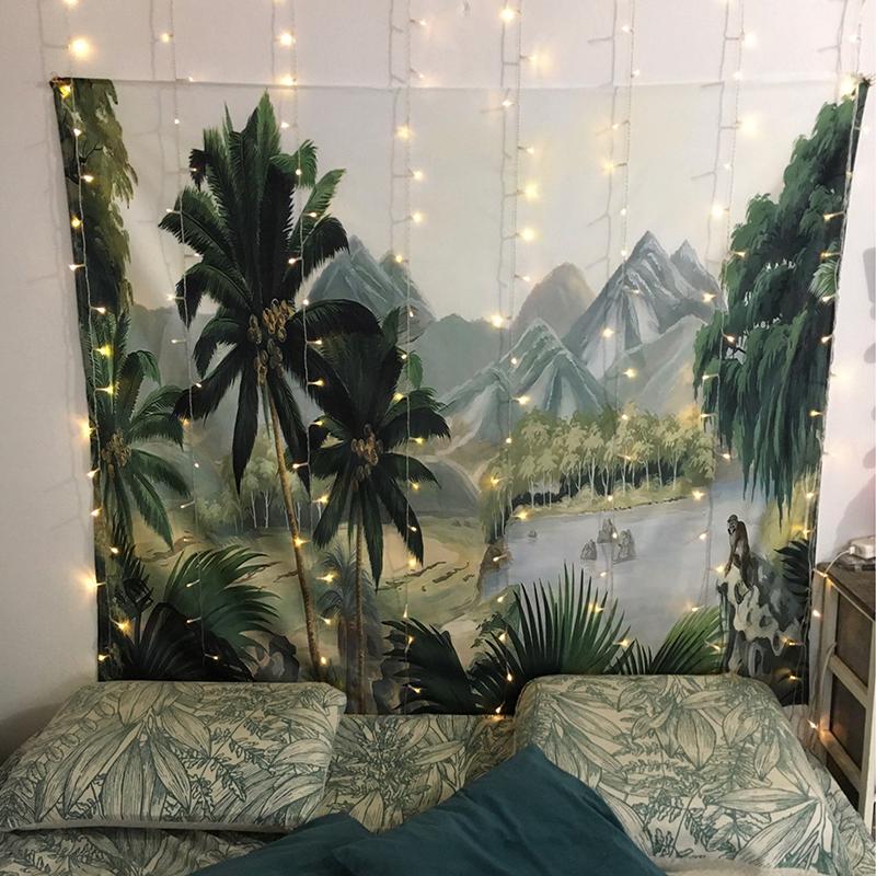 Copac Palmier Living Acasă Dormitor Pictură Fundal Perete Decor Covor Tapiserie cu Imprimeu Plantă Tropicală Agățat de Perete