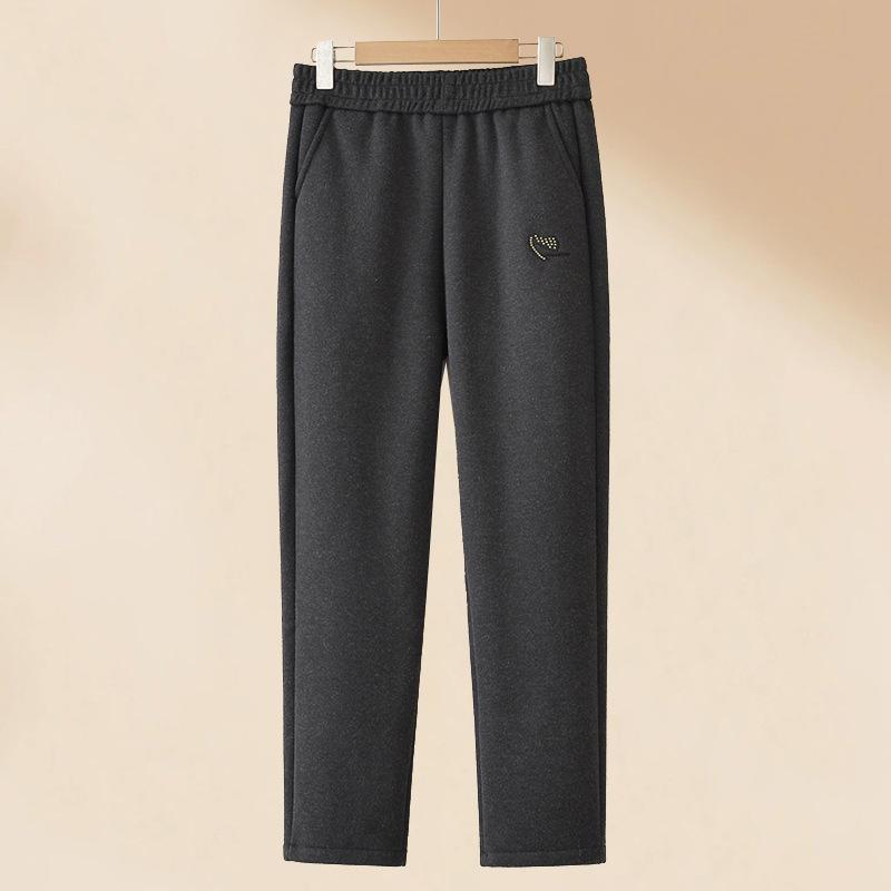 

Warm Velvet Straight-Leg Pants for Middle-Aged & Elderly Women - Stylish Spring & Autumn Wear 2XL (100-115 jin)