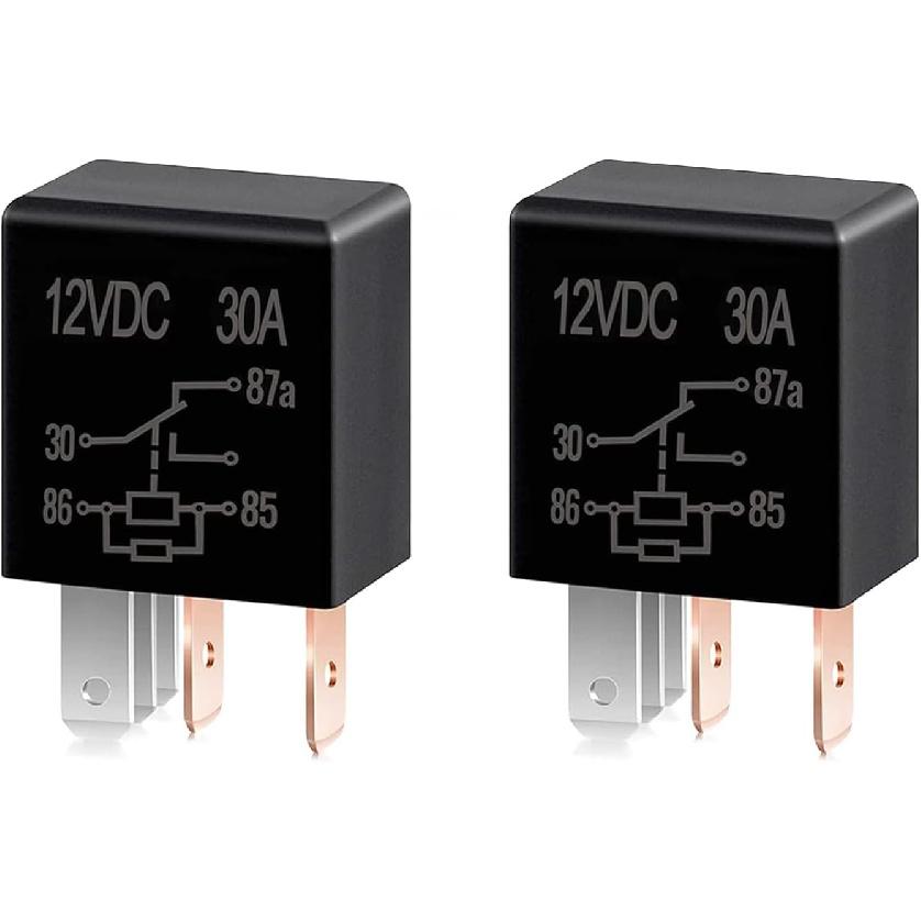 Ijuicy 4 PCS Car 5 Pin Relay Switch, Multi-Purpose Relay with 12V 30A, Nylon Shell Automotive Engine Starter Relay Without Backrest, Plug-in Motor