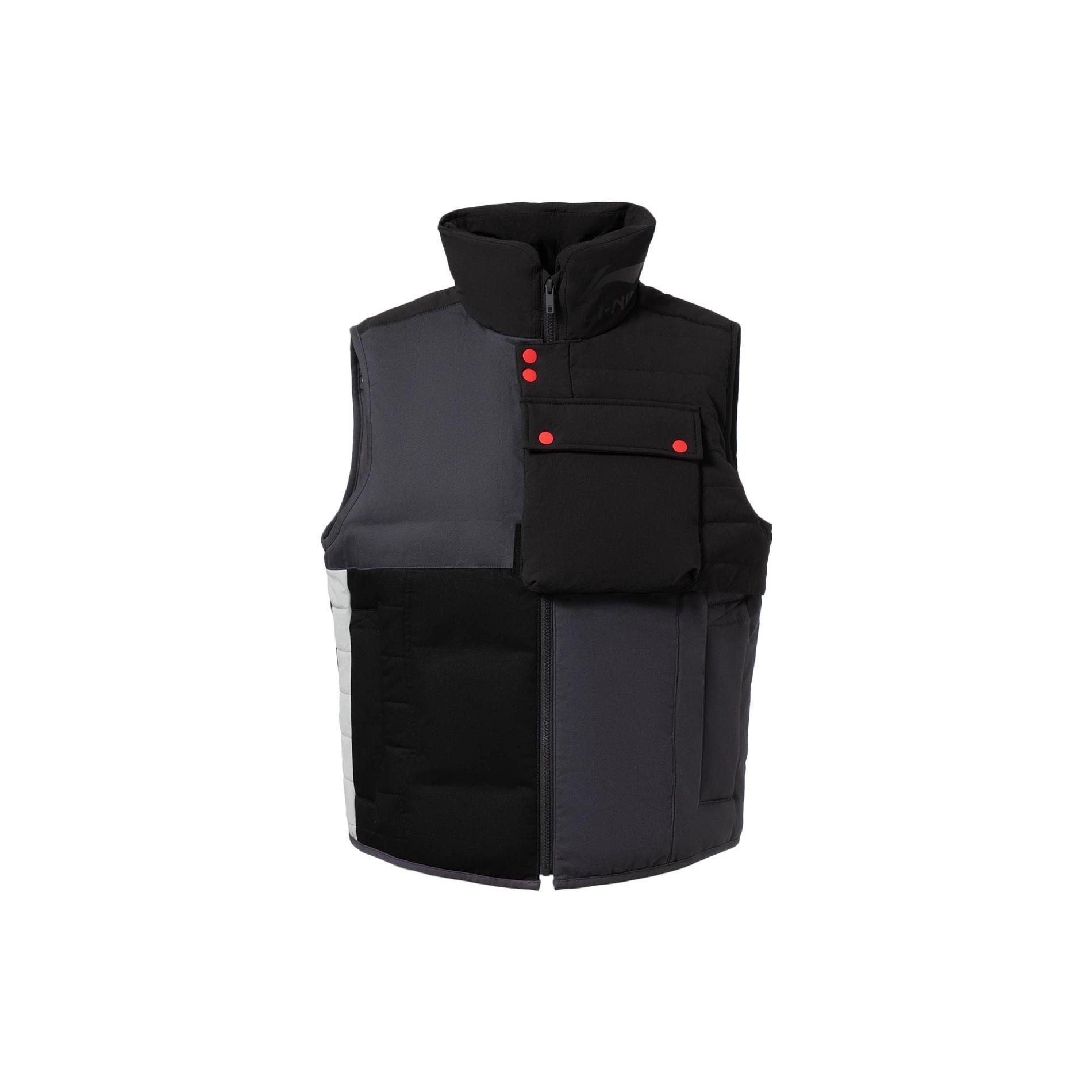 Li Ning China Li Ning Down Vests Men s Black Gray Color Stand Collar Moderate Other AMRR043-1 L