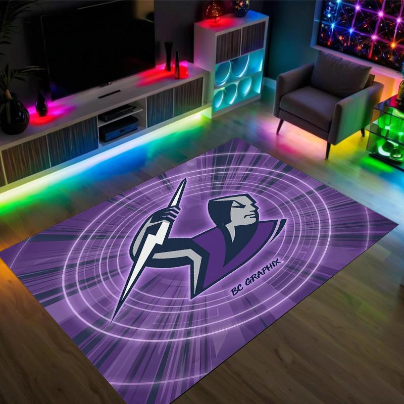 Melbourne Storm Design Crystal Velvet Carpet Cozy Non?Slip Printed Rug For Bedroom Living Room Entrance
