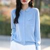 Women S Long Sleeve Shirt Collar Knit Sweater With Pockets For Commute