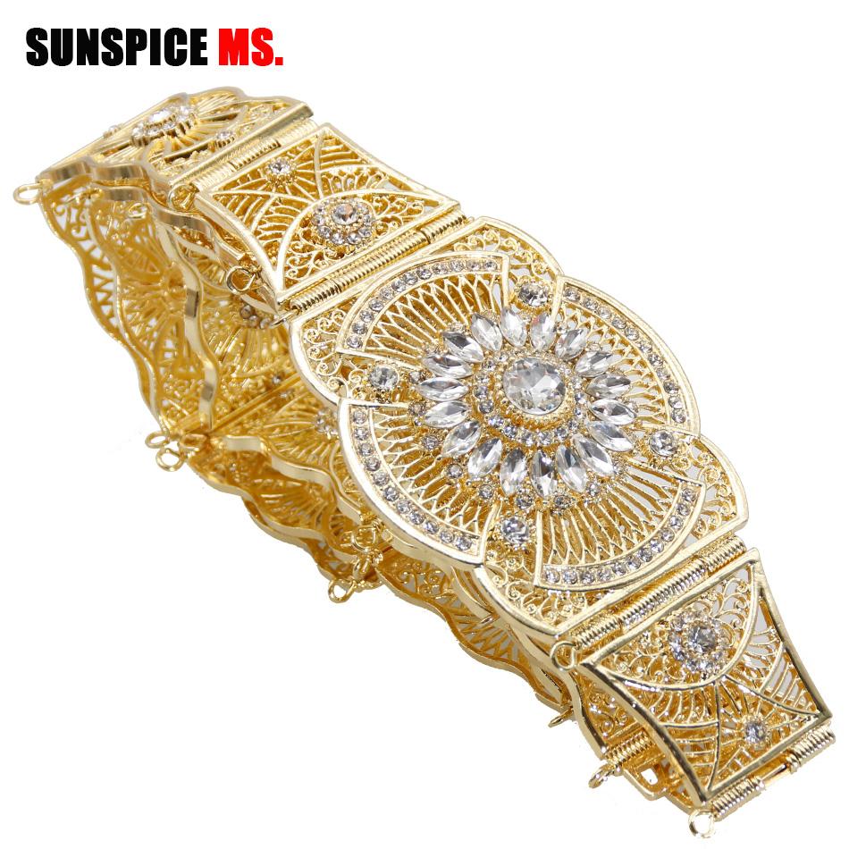 Gold Color Elegant Belt for Women Ethnic Wedding Dress Jewelry Crystal Belly Chain Gift