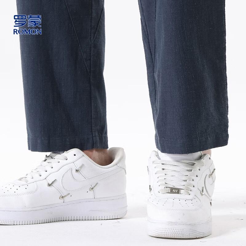 Luomeng Men's Ramie-Cotton Straight-Leg Summer Pants