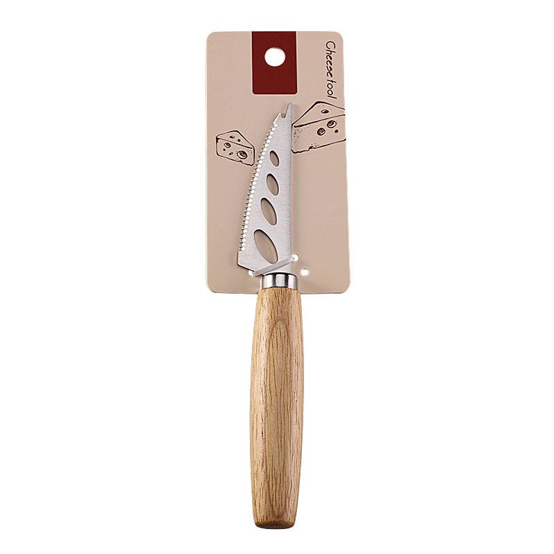 Stainless Steel Cheese Knife & Fork Set, Rubber Wood Handles - Western Tableware