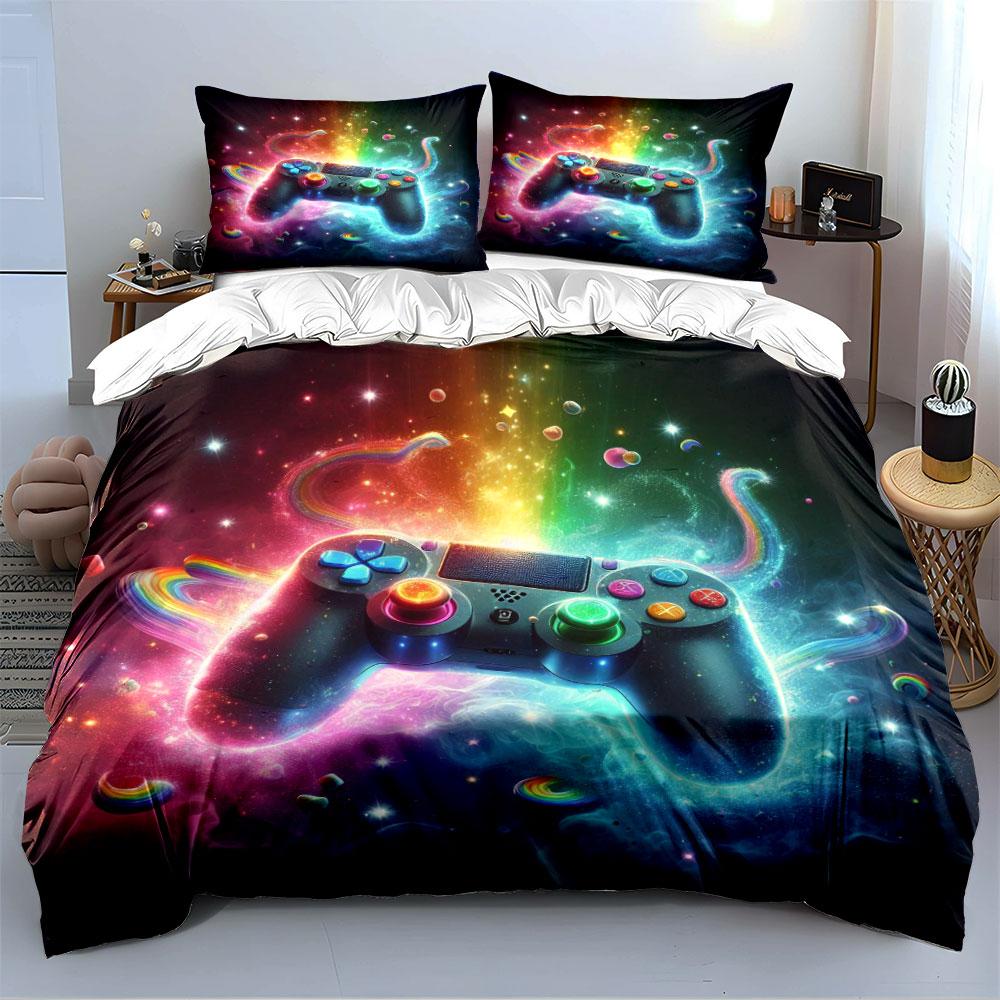 Colorful Gaming Controller Set Bedding Duvet Cover Set Duvet Cover Pillowcases (1 * Duvet Cover 2 * Pillowcases, without duvet insert)