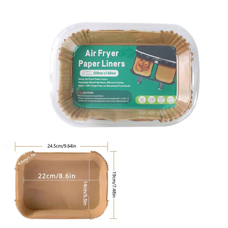 

25/50/100PCS Disposable Air Fryer Paper Non-Stick Food Grade Baking Liner Square Round Rectangle Oilproof Micro-wave BBQ Pad 25pcs
