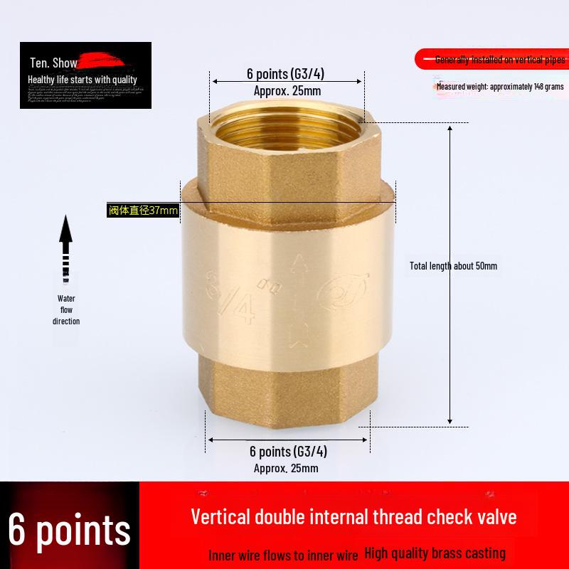 Miedziany zawór zwrotny pionowy i poziomy 4/6 punktów, 1 cal do rur wodnych i grzejników