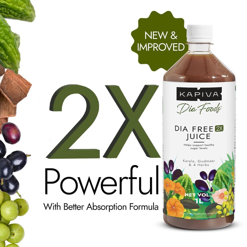Kapiva Dia Free 2X Juice 1 L Ayurvedic Wellness Drink For Daily Balance Energy And Metabolic Support One Month Pack