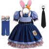 Girls Judy Bunny Police Officer Dress Zootopia 2 Bunny Costume for Kids Cosplay Dress With Accessories Fancy Outfits