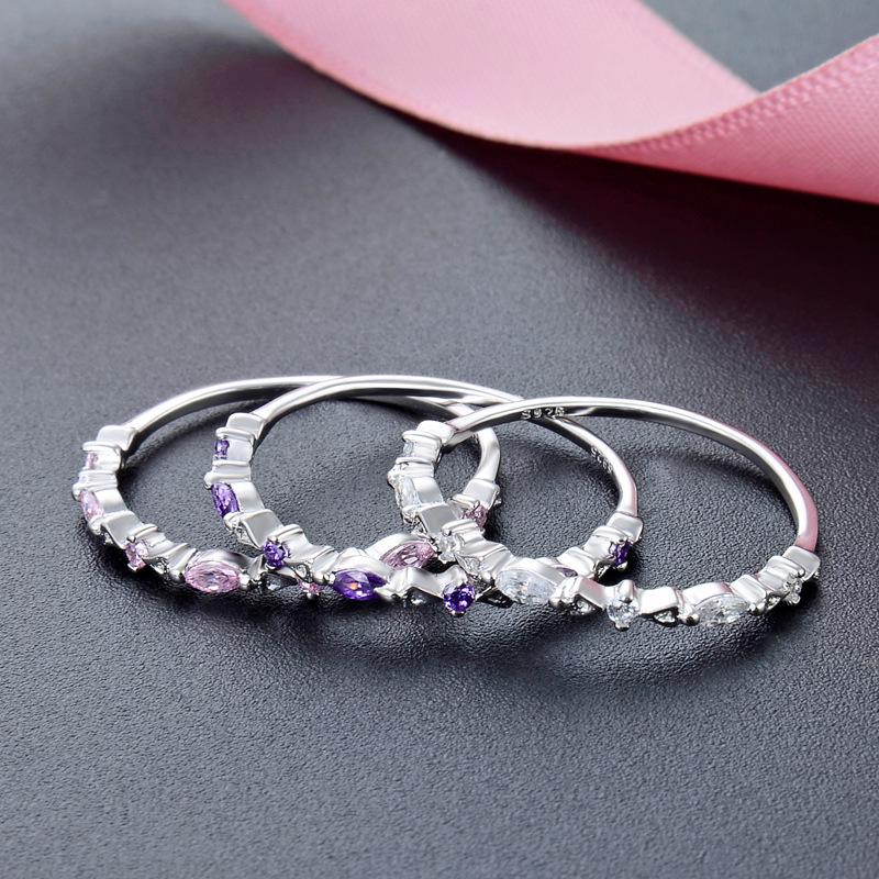 925 Sterling Silver Diamond Zircon Women's Minimalist Luxury Ring – Stackable for Index or Pinky Finger.