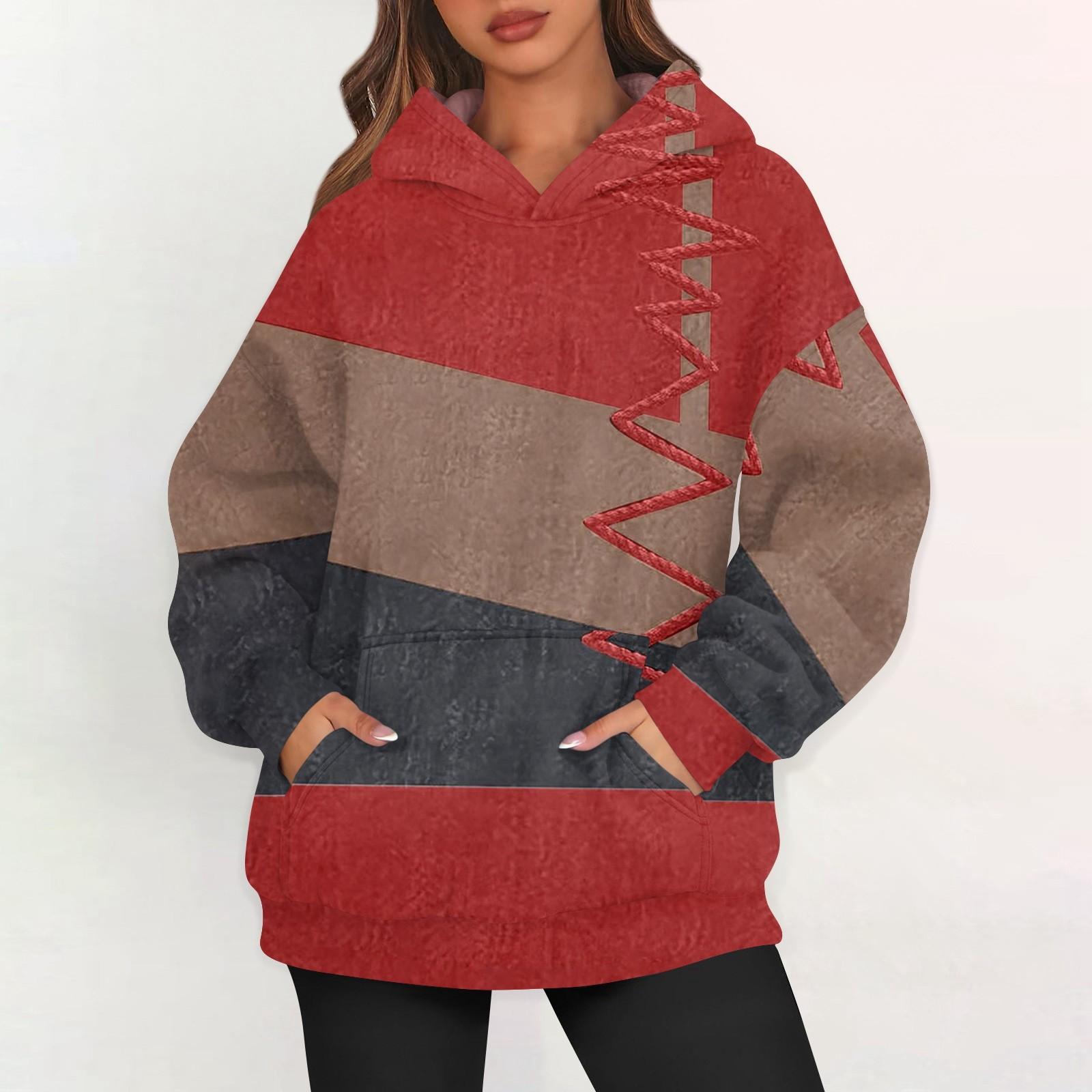 

Женские худи оверсайз из флиса, толстовки с длинным рукавом, пуловеры с карманом L винный